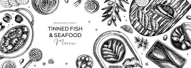 Vector illustration of Seafood vector background