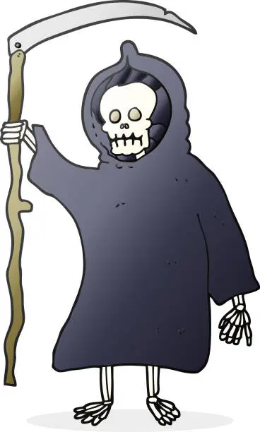 Vector illustration of freehand drawn cartoon spooky death figure