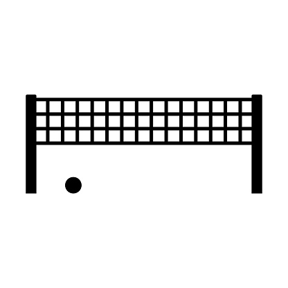 Volleyball Net And Ball Icon Black Silhouette Horizontal Front Side ...