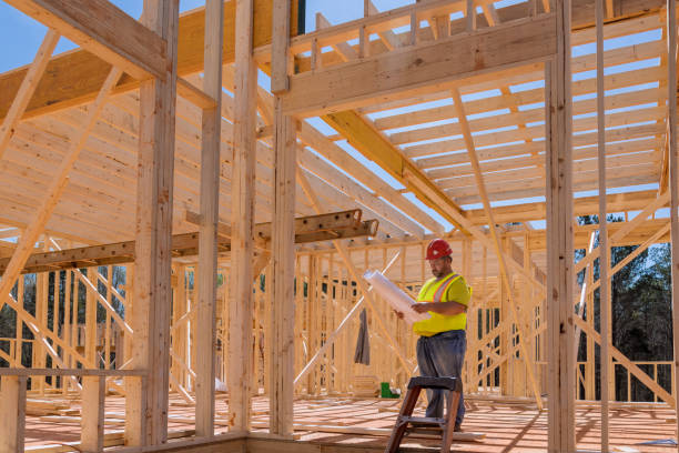 istock An engineer checking quality of the wooden frame using blueprint plan architecture during construction phase project 1479676933