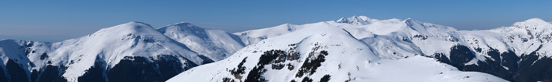 Winter mountain panorama. Transilvania Romania, Rodnei Mountains