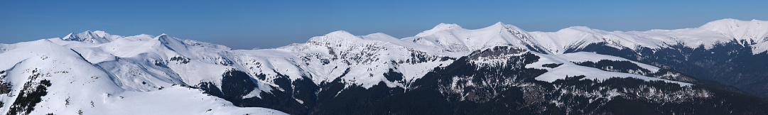 Winter mountain panorama. Transilvania Romania, Rodnei Mountains