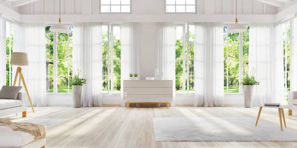 White room interior design stock photo