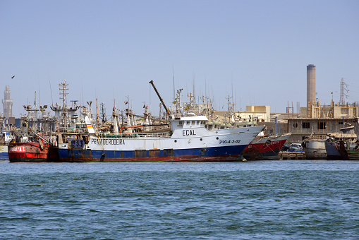 Dakar, Senegal: the Spanish (Galician) stern trawler Praia de Rodeira, IMO 9265330, MMSI 224546000 - fishing harbor - Autonomous Port of Dakar (PAD).