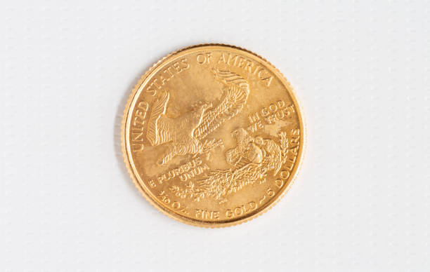 istock Back side of a fine gold American coin 1479685908