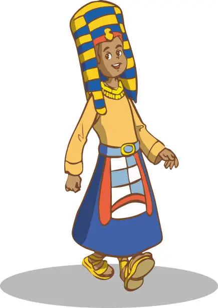 Vector illustration of ancient egyptian boy and pyramids cartoon vector