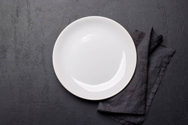 istock Top-down view of an empty plate and silverware mockup 1479691739