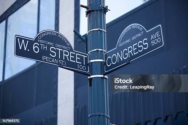 Intersection Of 6th And Congress In Austin Stock Photo - Download Image Now - Austin - Texas, Anterior Cruciate Ligament, Horizontal