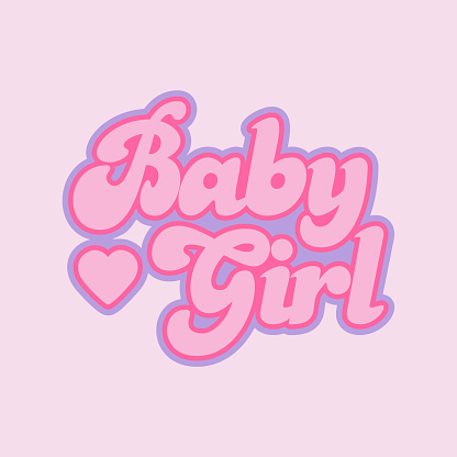 y2k trendy poster, nostalgia for 2000s 1990s, pink color, baby girl, heart, vector illustration