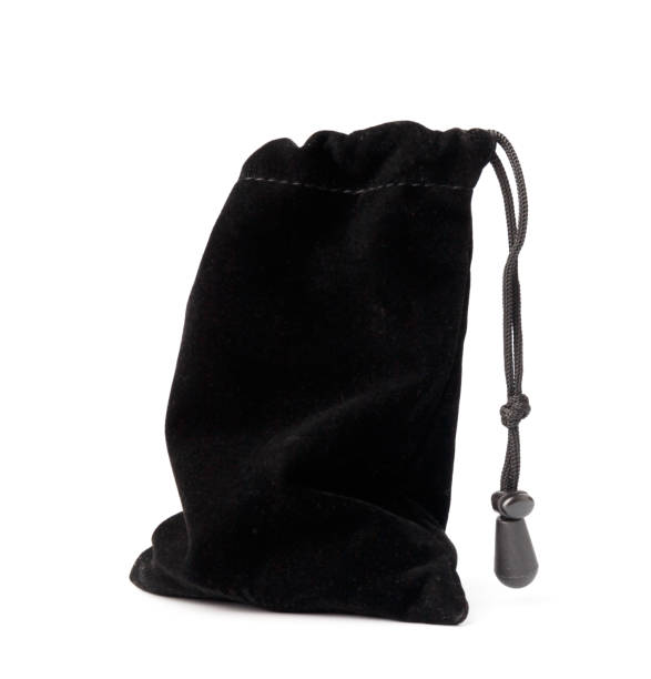 istock Black pouch made of soft velvet on a white background. 1479696884