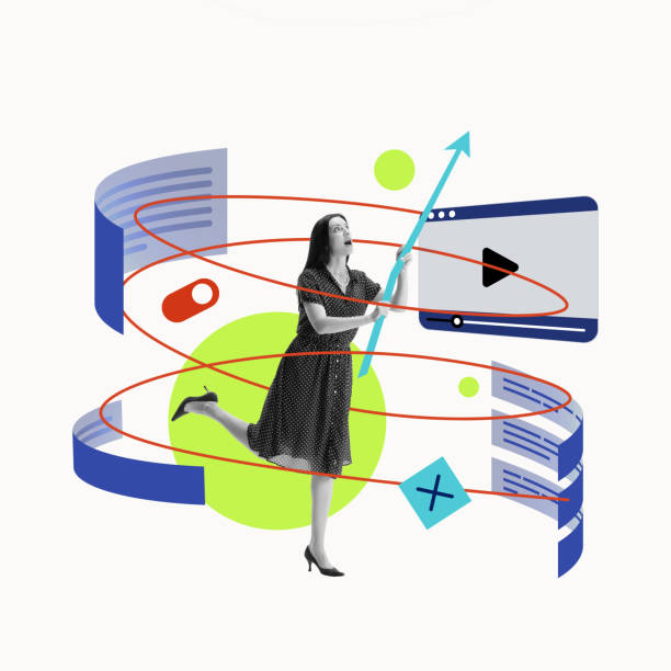 istock Young woman, employee working on analytics, creating profitable successful strategy. Innovations. Conceptual design. Contemporary art collage. 1479696983