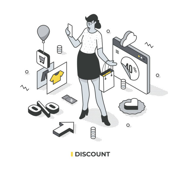 Discount Isometric Scene - ilustração de arte vetorial