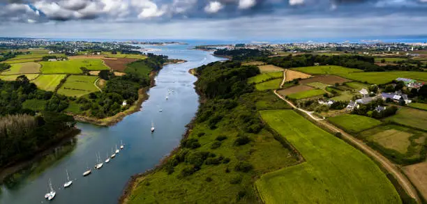 Photo of River Aber Wrac'h And Landscape In Region Landeda At The Finistere Atlantic Coast In Brittany, France