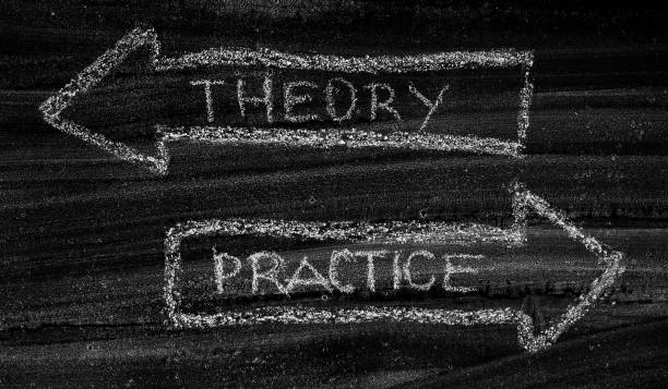 Theory Practice Arrows Concept stock photo