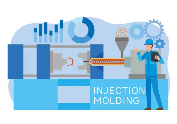 Vector illustration of injection molding