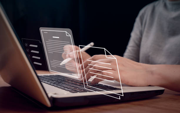 istock Online business contract, e-signing, digital document management, paperless office, signing business contract, document management, electronic signature documents on digital concept. 1479711290
