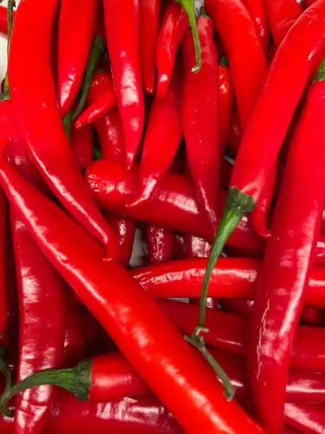 Close up photo of red chillis