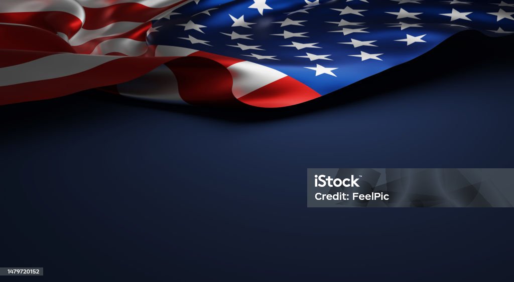 USA or American flag on blue background 3D render American Flag Stock Photo