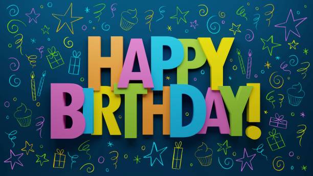 istock 3D render of HAPPY BIRTHDAY! typography banner with symbols 1479720498