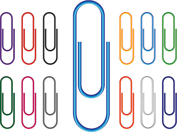 ilustraciones, imágenes clip art, dibujos animados e iconos de stock de sujetapapeles de colores - paper clip clip green cut out