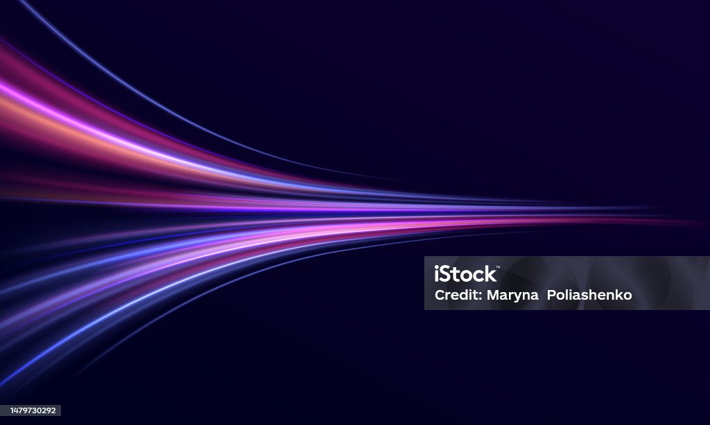 Неоновый цвет светящихся линий фон, эффект скоростных световых следов. - Векторная графика Скорость роялти-фри Неоновый цвет светящихся линий фон, эффект скоростных световых следов. - Векторная графика Скорость роялти-фри