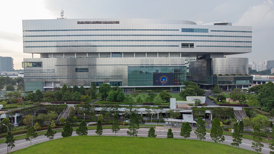Singapore, Singapore - April 2, 2023: The main campus of Mediacorp, a state-owned media company which is best known for operating local television channels like Channel 5, Channel 8 and Channel NewsAsia.