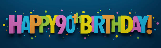 istock 3D render of HAPPY 90th BIRTHDAY! colorful typography banner 1479732939