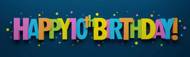 istock 3D render of HAPPY 10th BIRTHDAY! colorful typography banner 1479732982