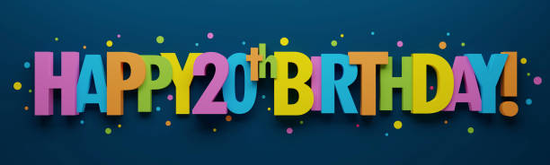 istock 3D render of HAPPY 20th BIRTHDAY! colorful typography banner 1479732983