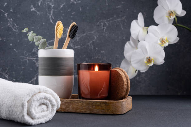 istock Scented candle and bamboo toothbrush 1479734443