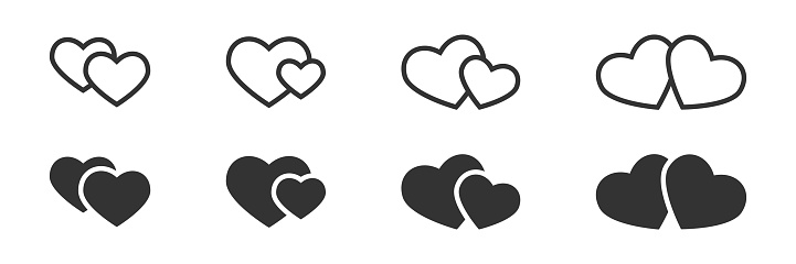 Two hearts icons. Vector illustration
