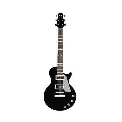 Black electric guitar isolated on white background. Vector stock