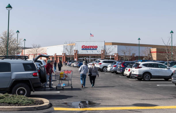 The parking lot in front of the CostCo store in West Homestead, Pennsylvania, USA stock photo