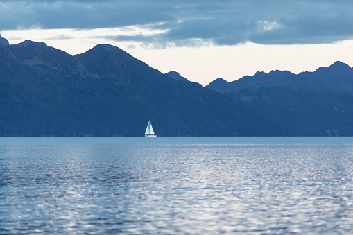 Sailboat on Resurrection Bay on the Kenai Peninsula, Alaska