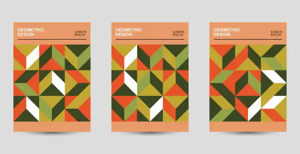 Vector illustration of Set of colors mosaic minimalism geometric design banners brochure template backgrounds collection for book cover posters flyers