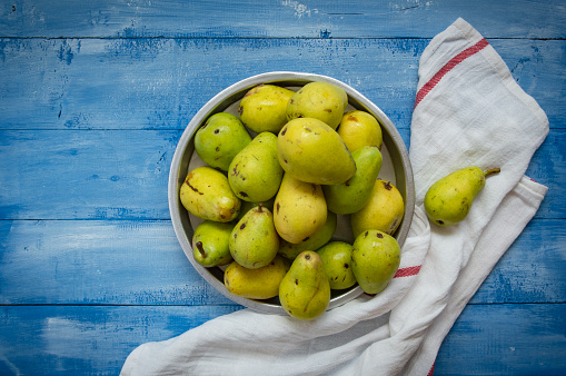 Fresh Organic Pears On Wooden Background