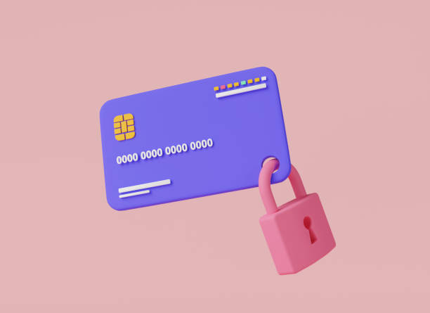 istock Credit card with padlock. Payment protection concept, secure credit card transaction, debit ,credit card, lock card, business finance, secure payment, online payment. 3d icon rendering illustration 1479745274
