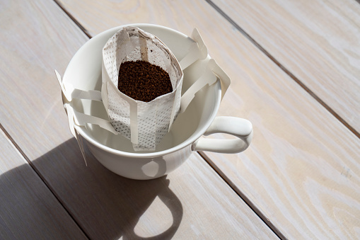 Drip bag fresh brewed coffee