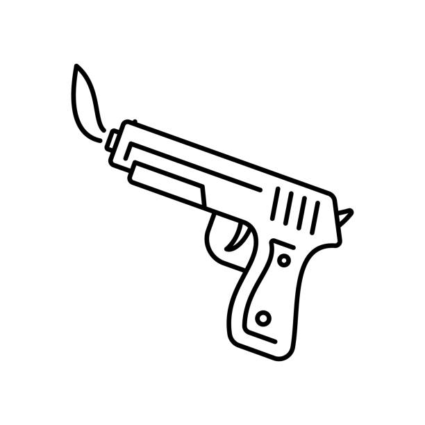 pistolet jest lżejszy. znak wektorowy w prostym stylu izolowany na białym tle. - addiction ammunition weapon army stock illustrations