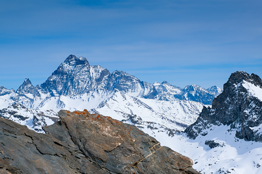 Beautiful backcountry skiing in Queyras, French Alps, France Europe