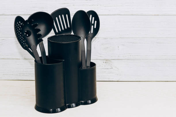 istock Kitchen tools plastic for multicooker on a wooden table in a dish organizer 1479749975
