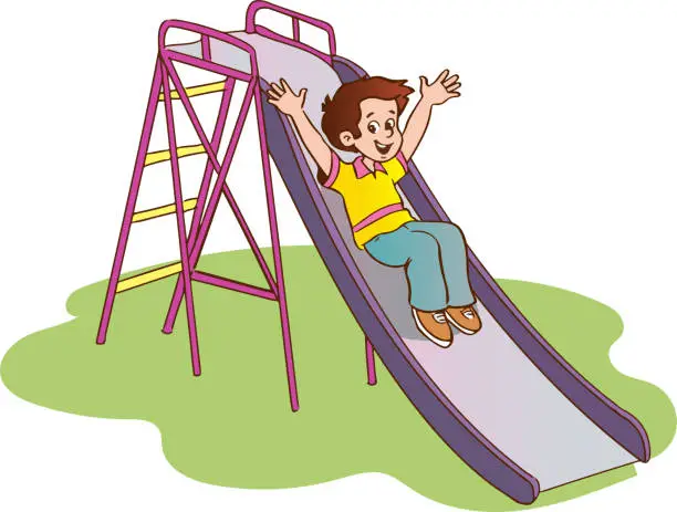 Vector illustration of Vector illustration of happy kids playing in playground