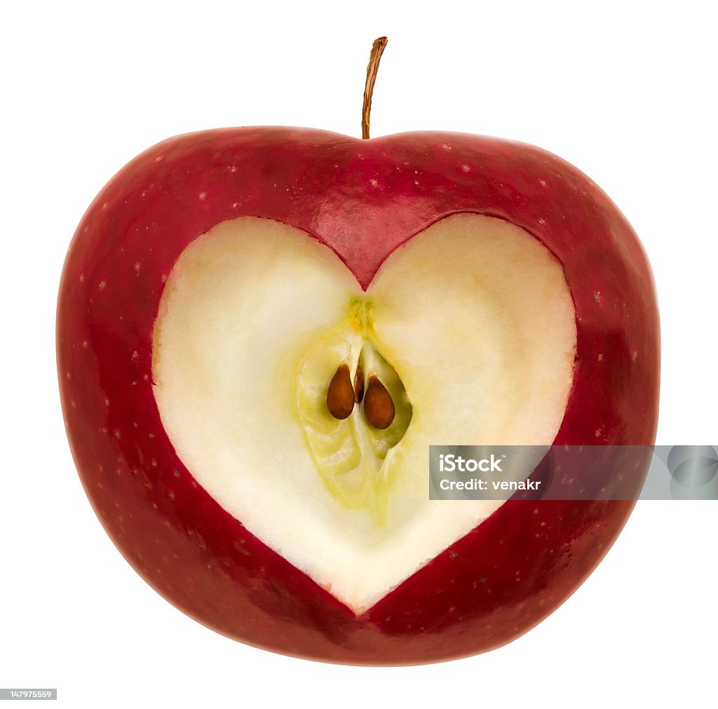 Maçã com símbolo do coração - Foto de stock de Alimentação Saudável royalty-free