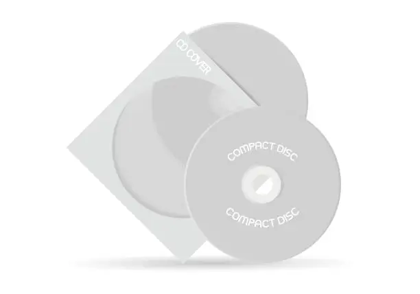 Vector illustration of Realistic blank white compact disc with cover mock up template