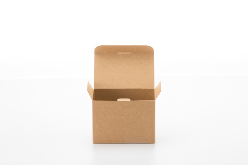 Brown box on white background with clipping path