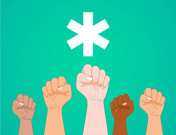 ilustrações de stock, clip art, desenhos animados e ícones de health, protest, arms up... - greve