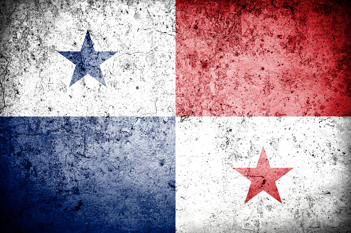Flag of Panama with faded grunge effect and vignette, perfect for backgrounds and design.