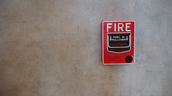 Emergency of Fire alarm system notifier or alert or bell warning equipment use when on fire (Manual Pull Station).