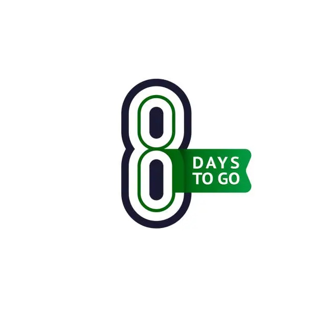 Vector illustration of Number 8, countdown left day, the counter of days the start of the event, eight days to go sale price offer promo deal timer.