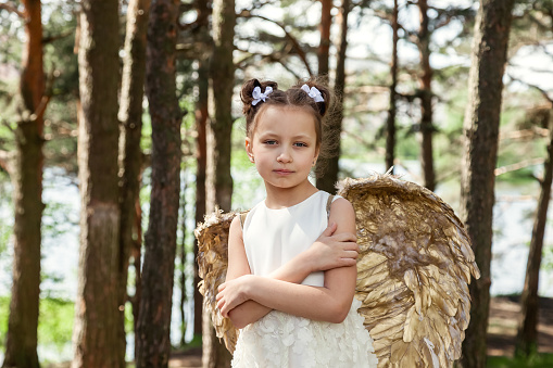 Baby girl wearing wings